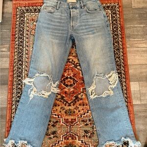 We The Free Ripped Light Blue Flare Jeans